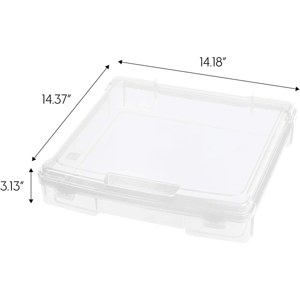 1 IRIS 3" Scrapbook Paper Snap Top Case Plastic Bin for Storage 12 1/2" Square